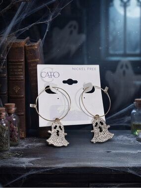 Cato Gold-tone Hoop Earrings with Sparkling Ghost Charms